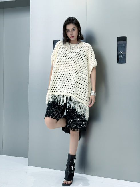 Fringe Knit Oversize Top